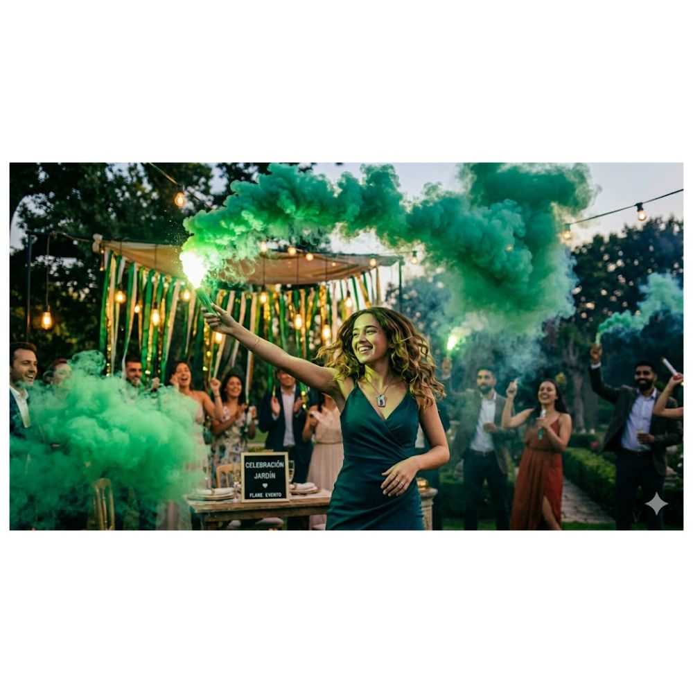 Atmósfera verde vibrante para efectos especiales en ligas deportivas, activaciones de marca y eventos al aire libre