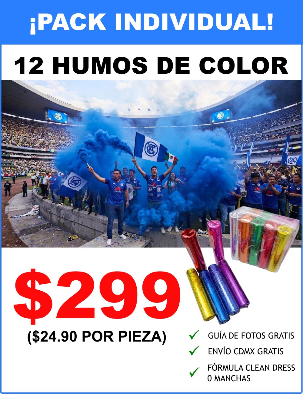 Oferta pack individual 12 humos de color por 299