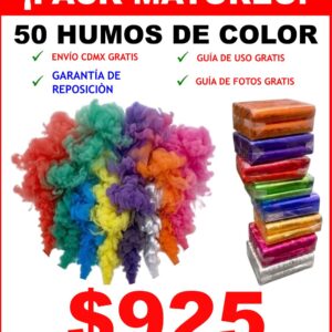 Oferta pack mayoreo 50 humos de color por 925