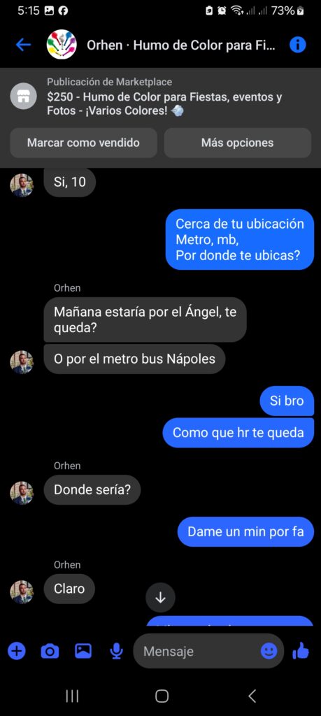 Captura de pantalla de conversación en WhatsApp confirmando la compra y entrega de productos Nubecolor.